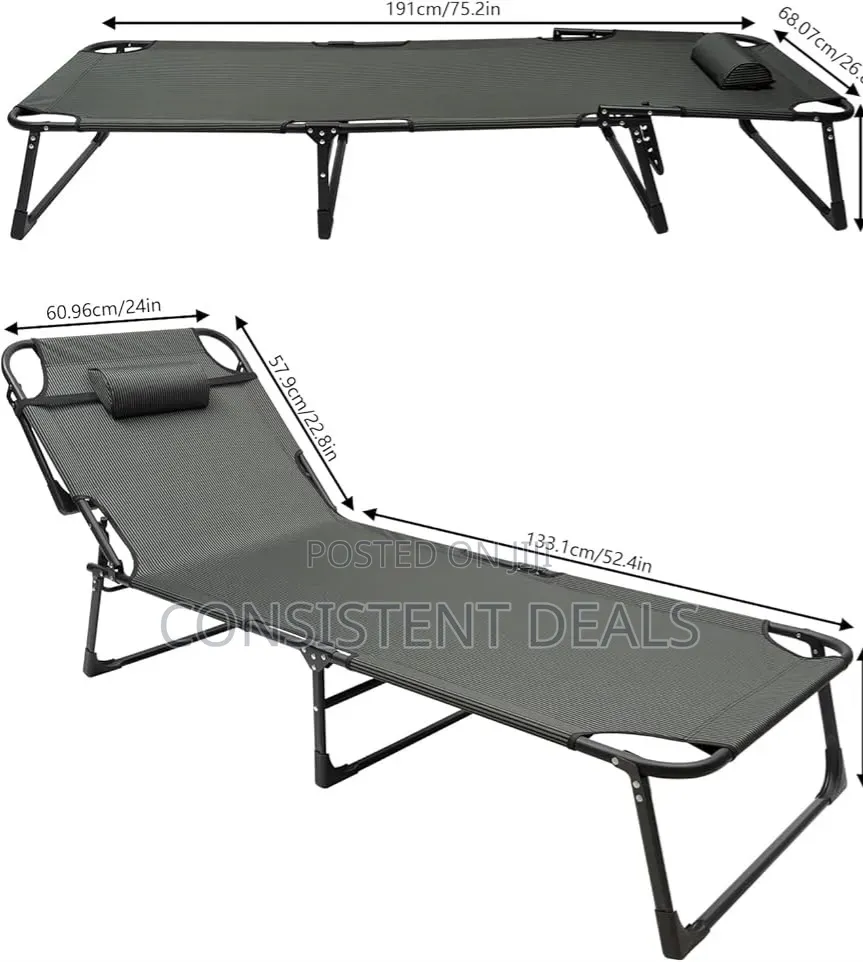 Portable Folding Camp Bed Reclining Chair