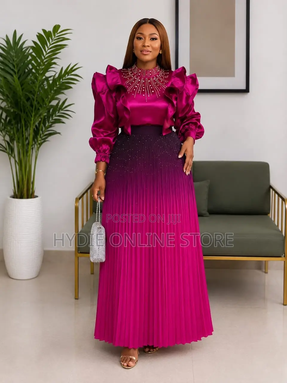 Elegant Floral Top and Skirt Two-Piece