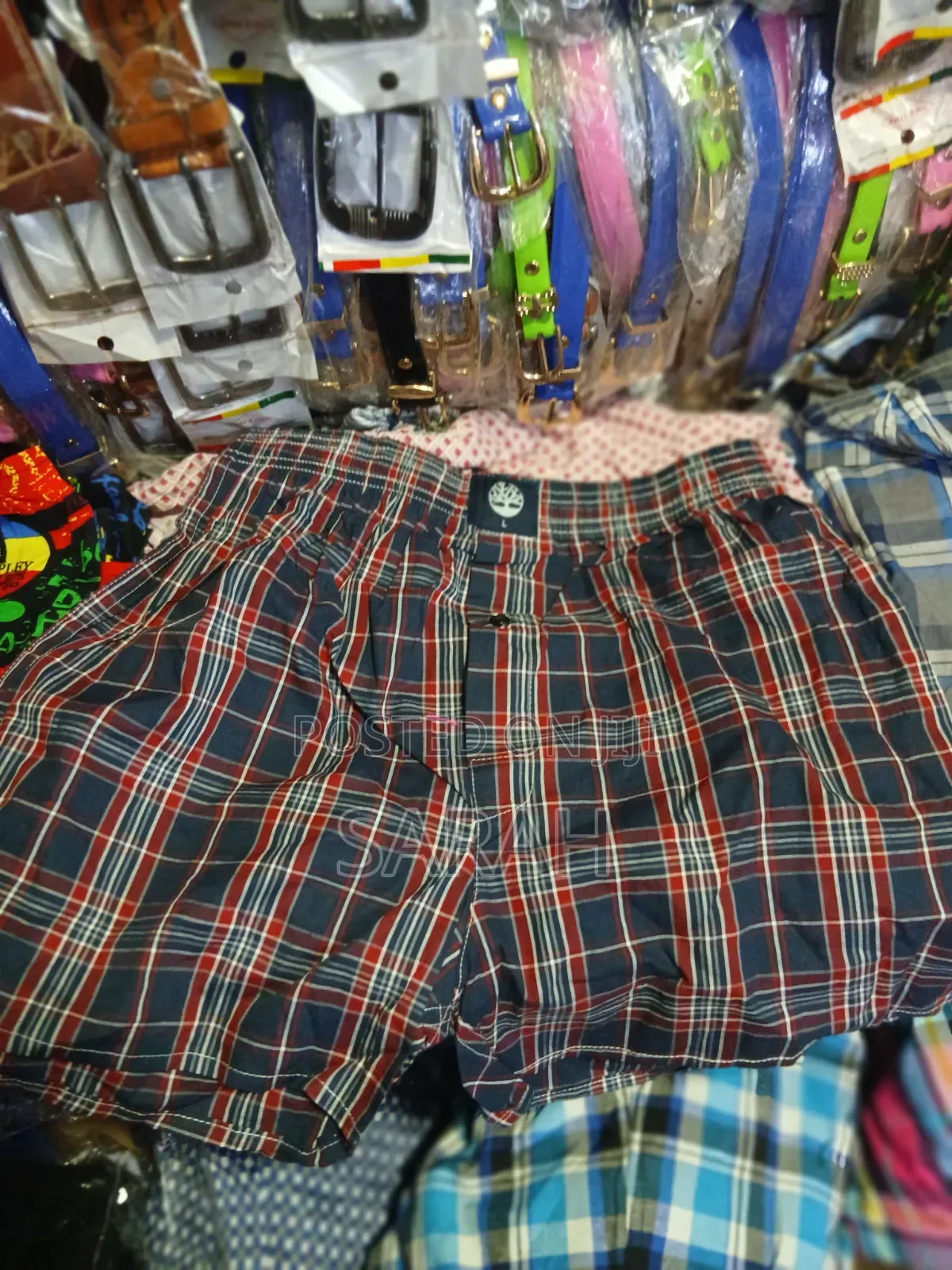 Plaid Timberland Boxer Shorts.