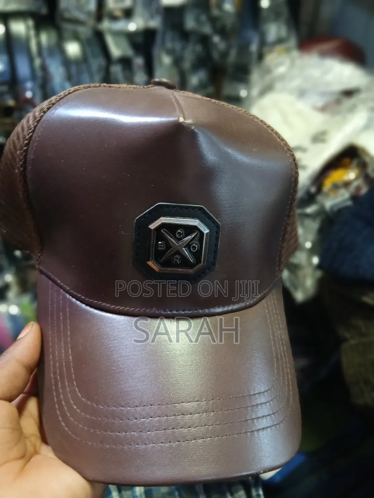 Brown Faux Leather Trucker Hat