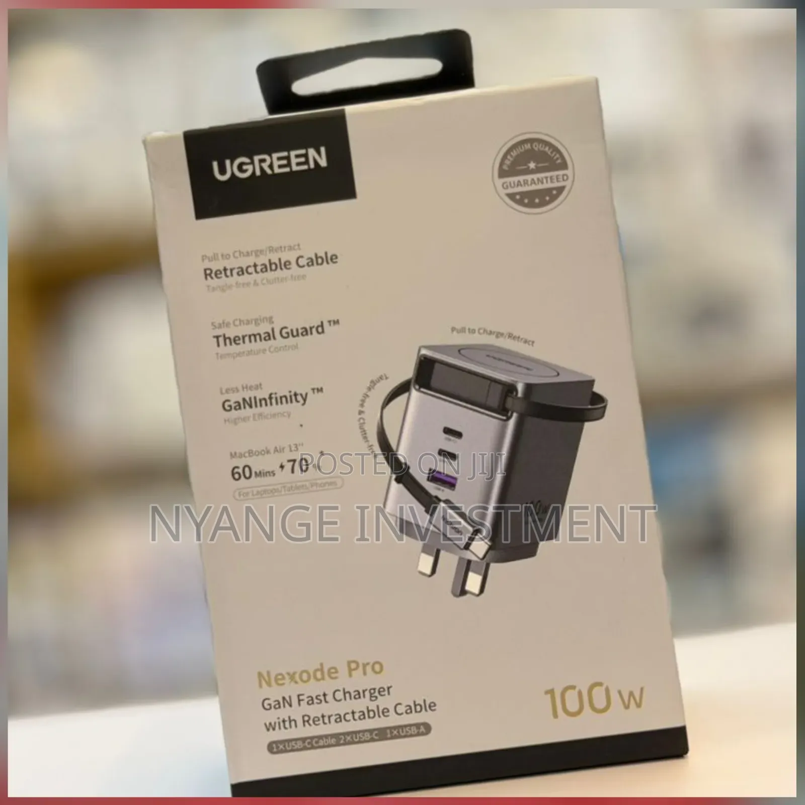 Ugreen Nexode Pro 100w Gan Fast Charger 75cm Retractable Usb-C Cable.
