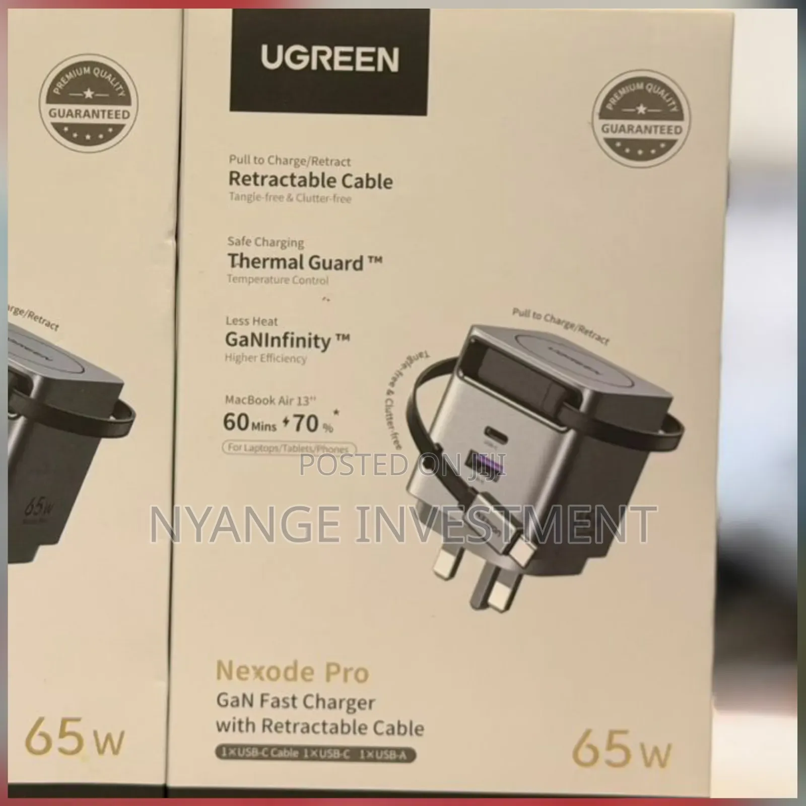Ugreen Nexode Pro 65w Gan Fast Chargers , Built-in Retractable Cables.
