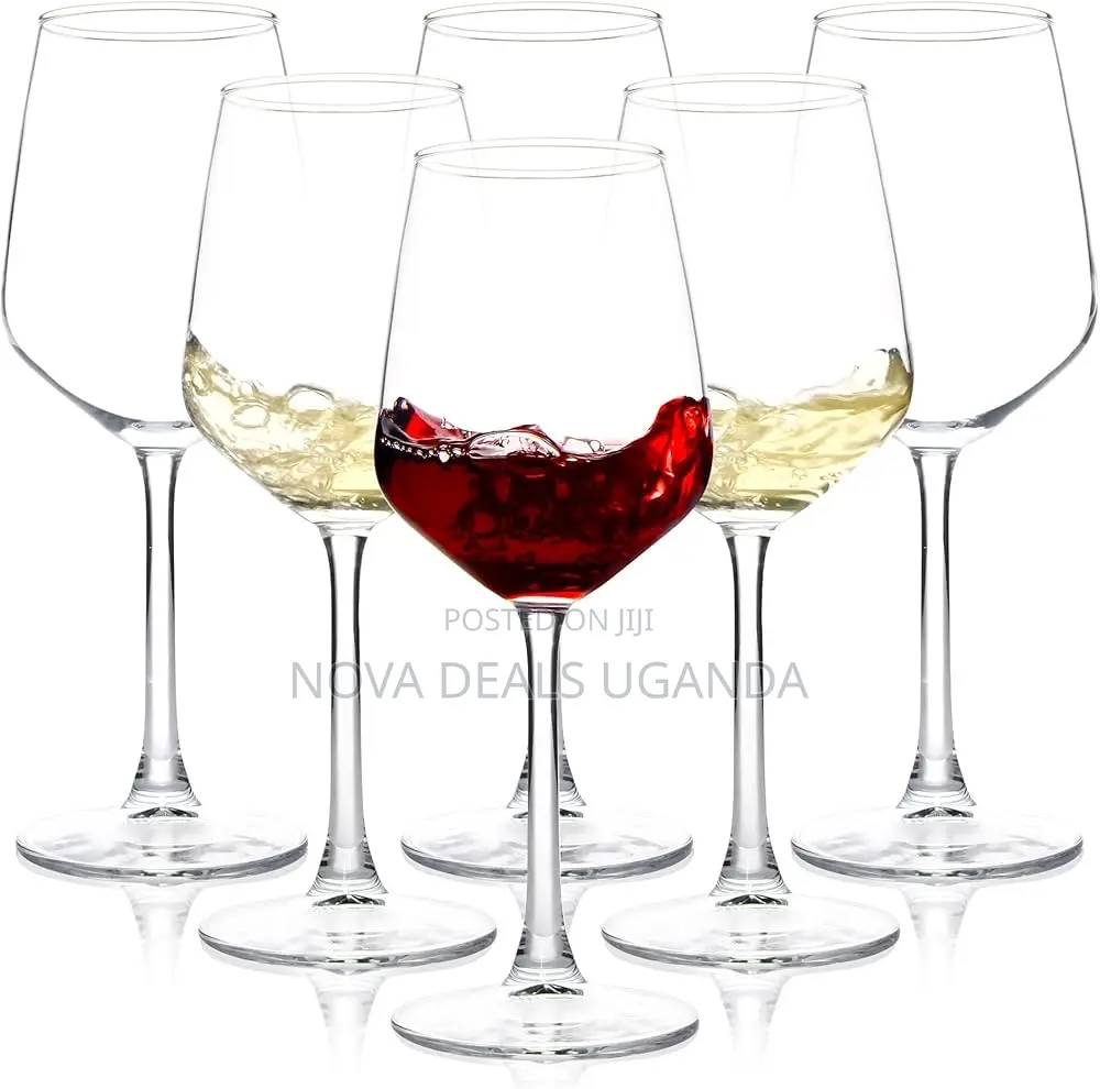 Long Stem Wine Glasses Set of 6, Red/White Wine Glasses,