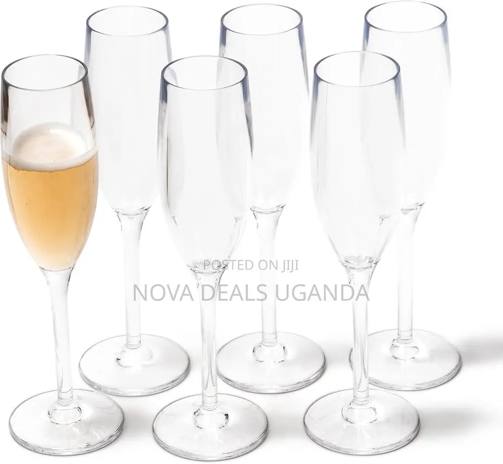 Champagne Glass Set of 6, 190ml Luxury Flute Glasses Crystal Clear