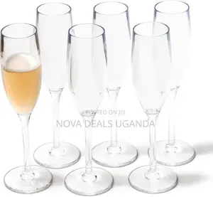 Champagne Glass Set of 6, 190ml Luxury Flute Glasses Crystal Clear