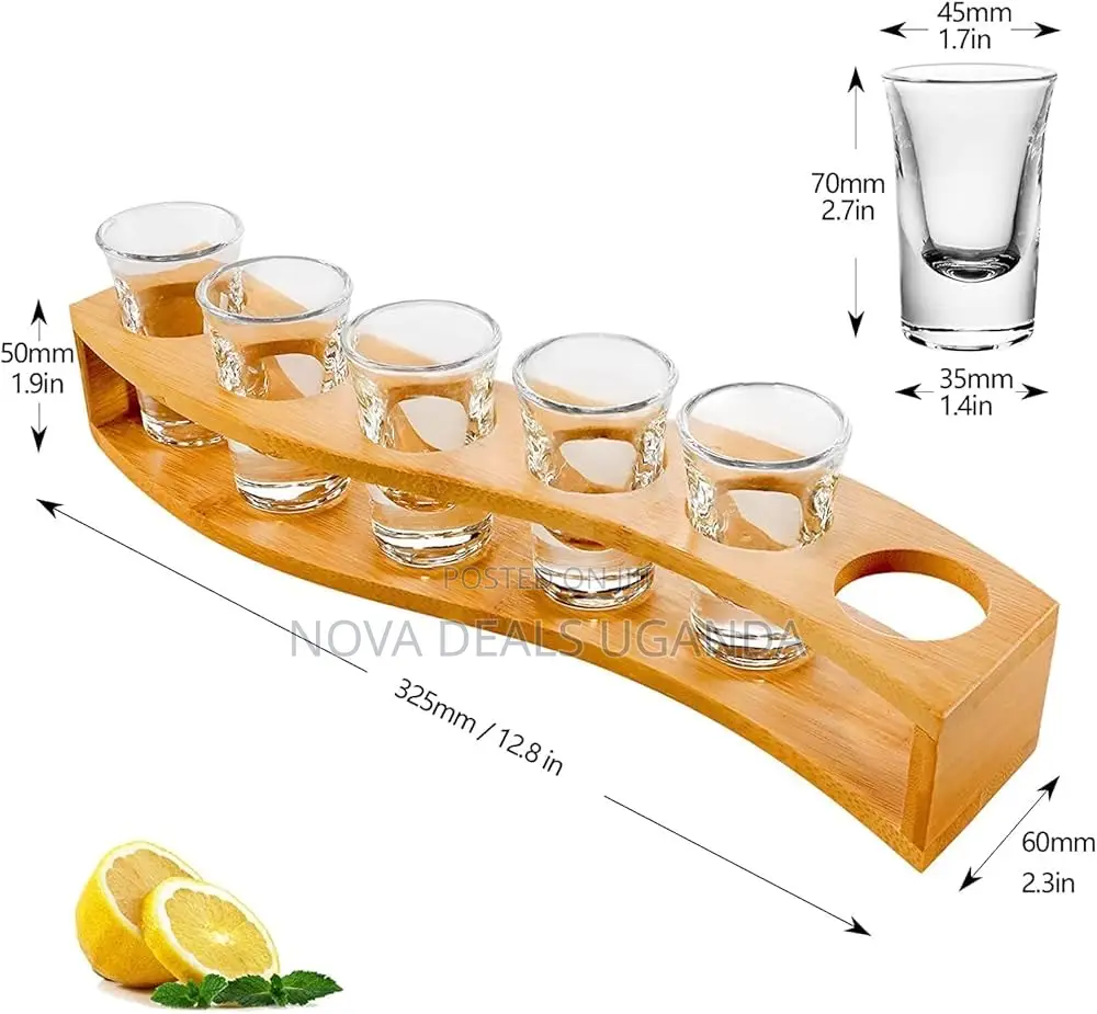 Multifunction Shot Glasses Set Holder Serving Board Organiser 6 Holes