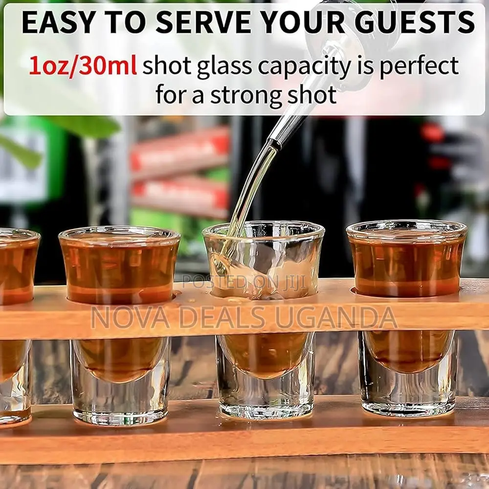 Multifunction Shot Glasses Set Holder Serving Board Organiser 6 Holes
