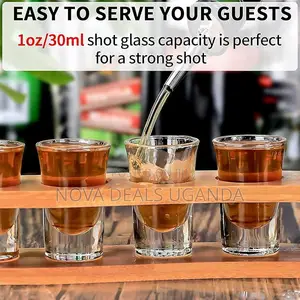 Multifunction Shot Glasses Set Holder Serving Board Organiser 6 Holes