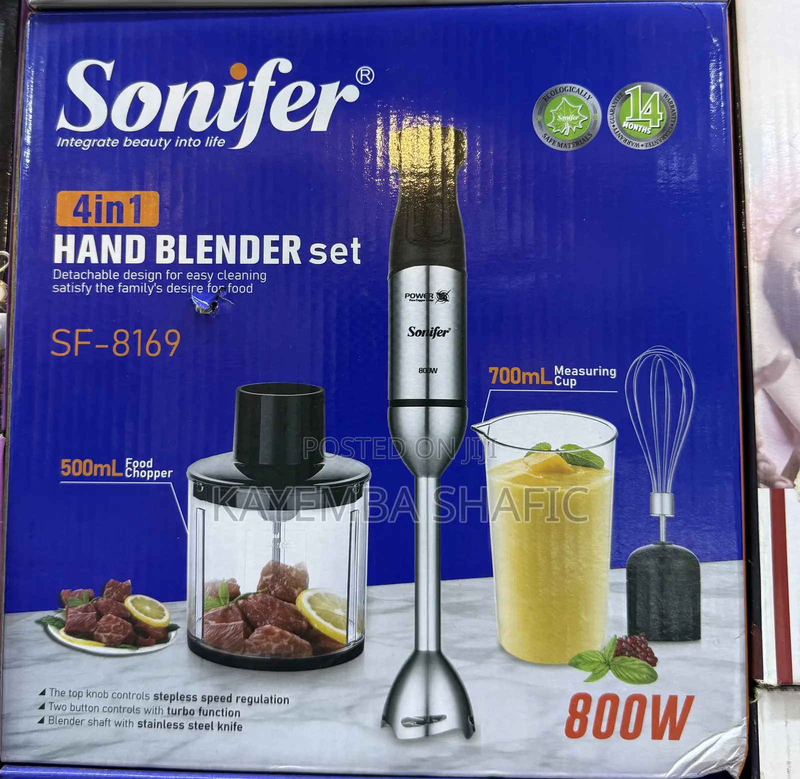 Sonifer 4-in-1 Hand Blender Set (Sf-8169) - 800w - Brand New
