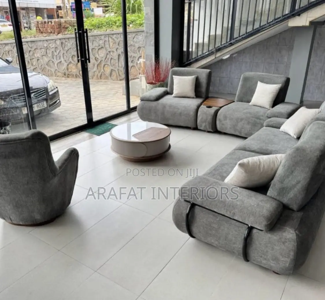 Luxury Brown Channel Tufted Sofa Set