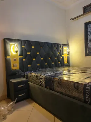 Geometric Bed 5by6 With Led and Side Drawer