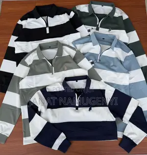 Long Sleeve Strip Polo T-Shirts M - 2xl