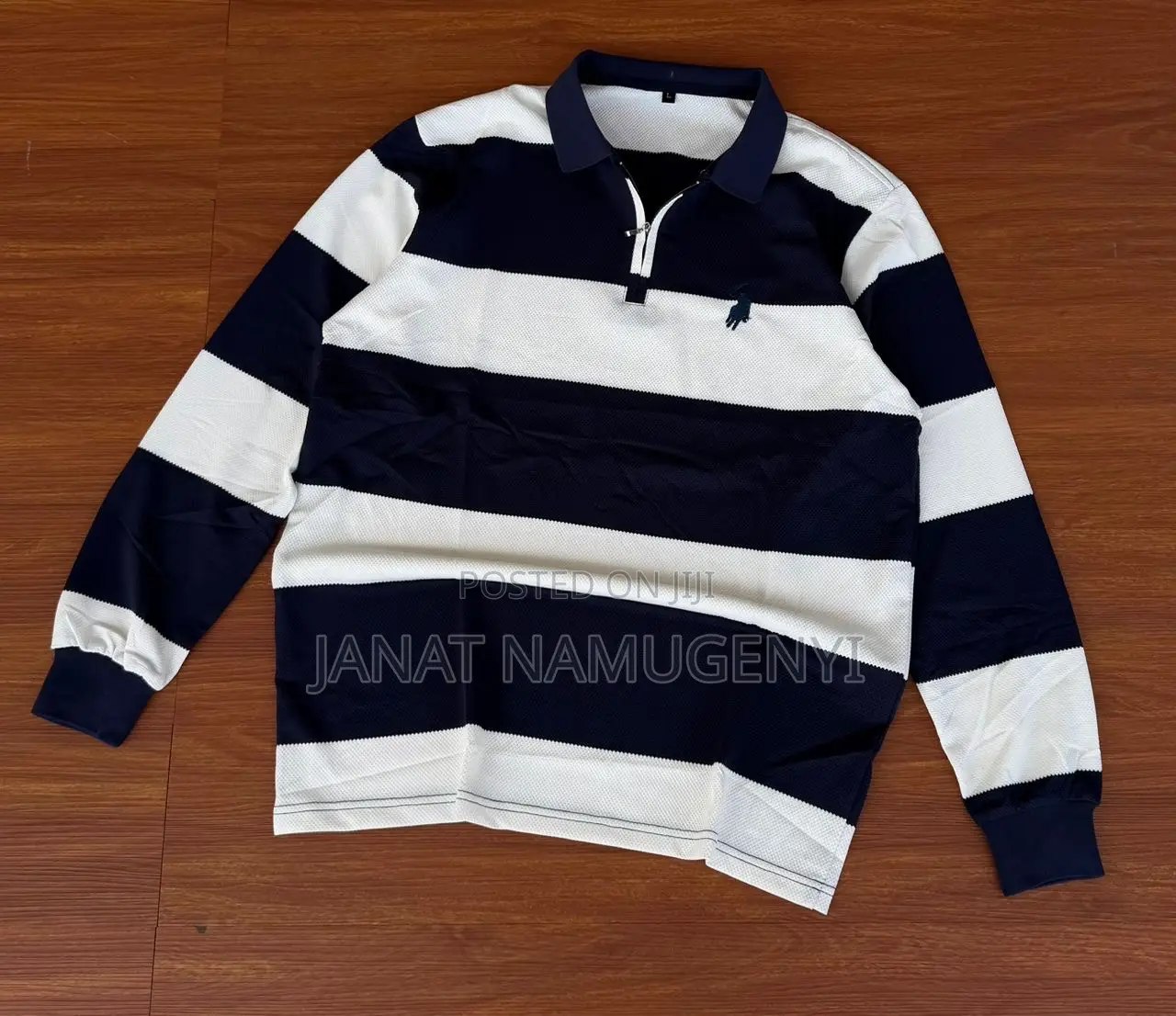 Long Sleeve Strip Polo T-Shirts M - 2xl