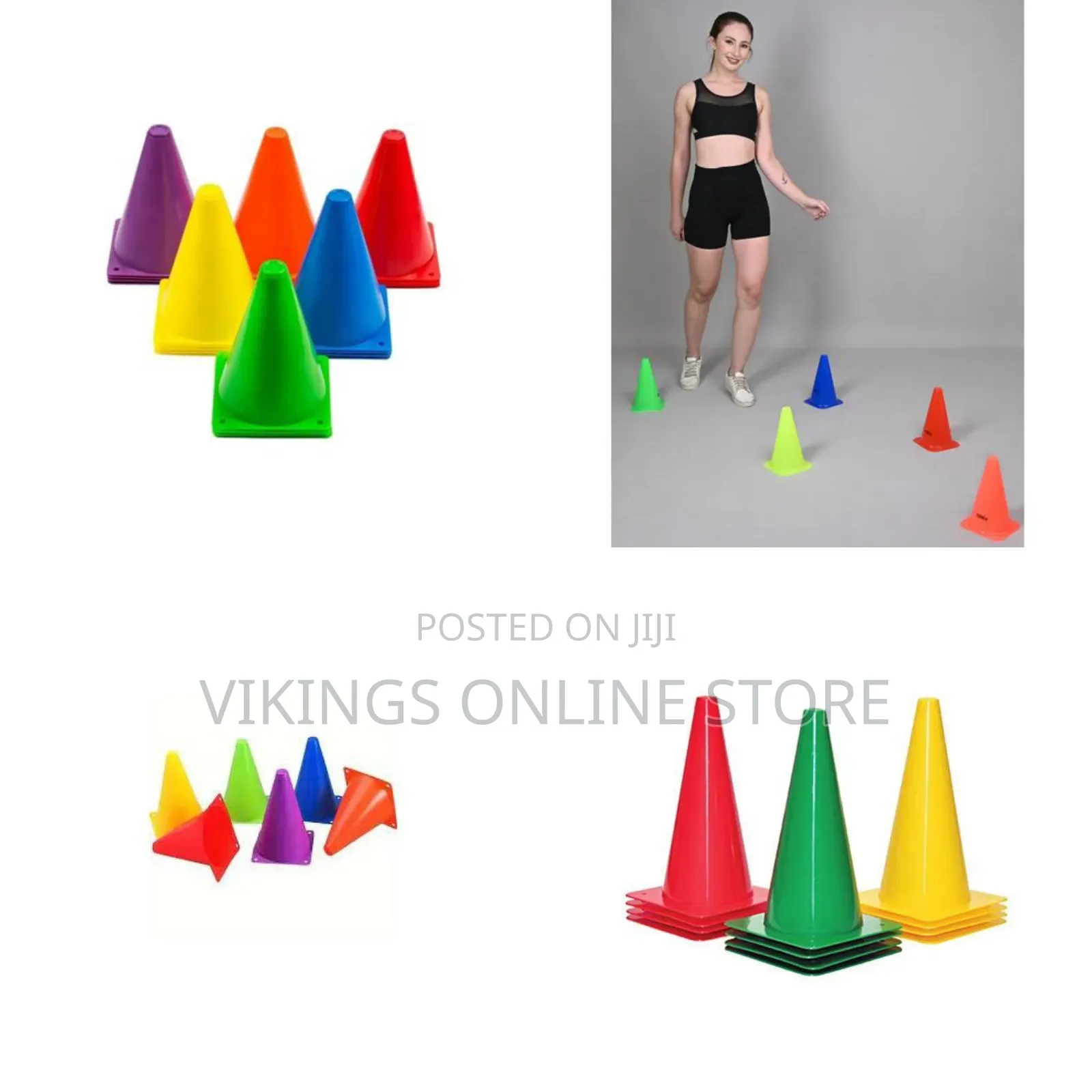 18cm Plastic Traffic Space Cone Marker Set of 6 Field Marking Equipmen
