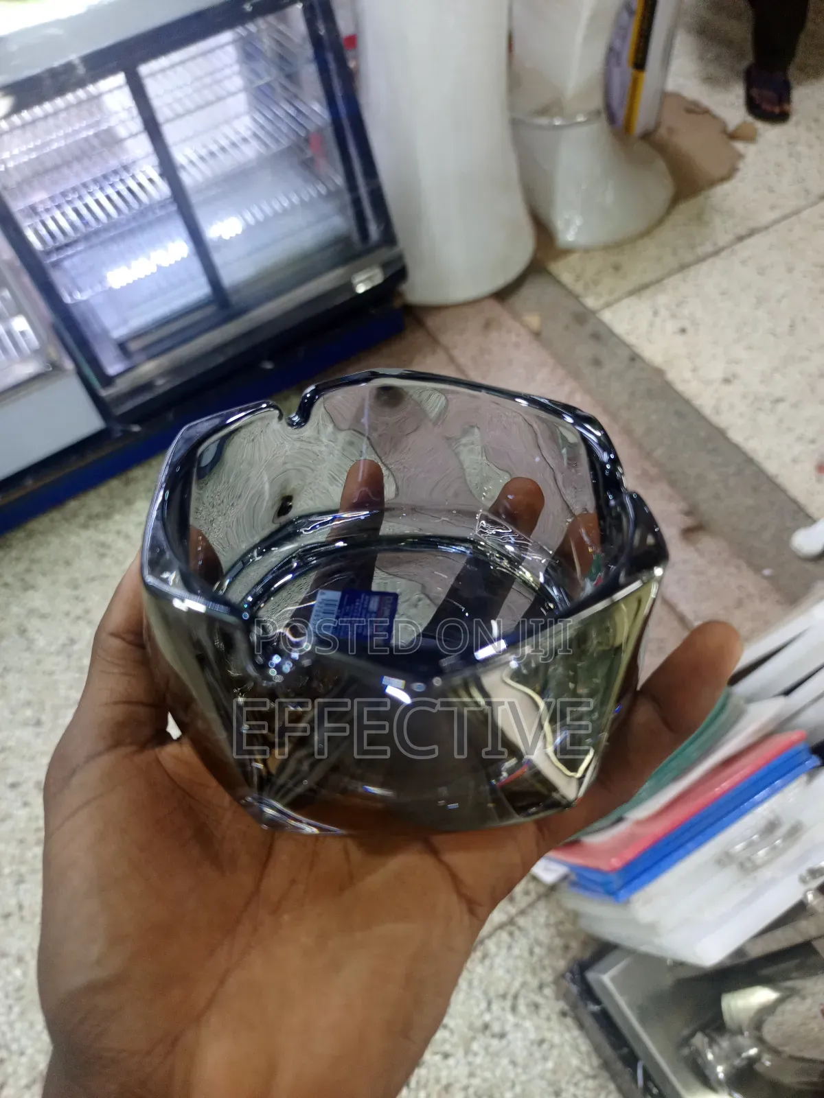 Grey Geometric Glass Ashtray.