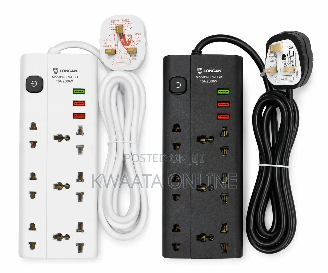 1 Pc Longan Power Extension, 3 Sockets + 3 Usb Ports, 3 Meters N309