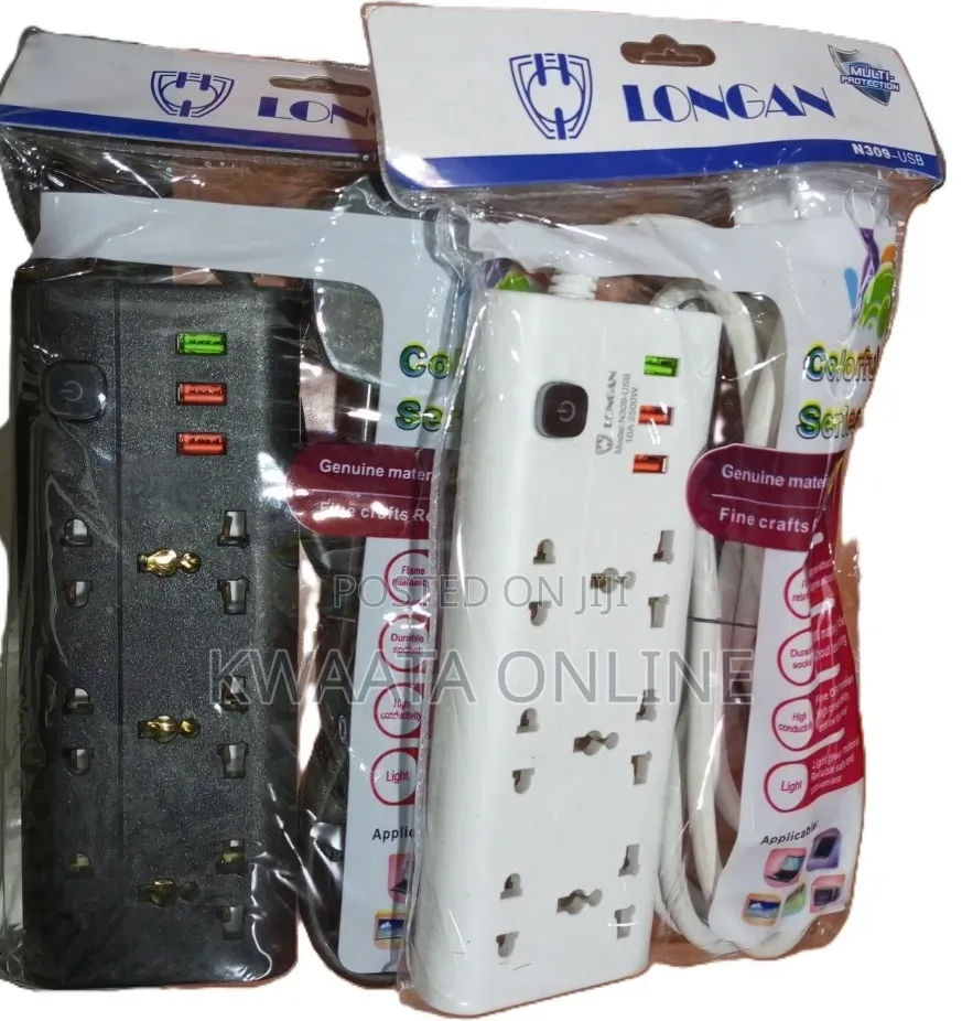 1 Pc Longan Power Extension, 3 Sockets + 3 Usb Ports, 3 Meters N309