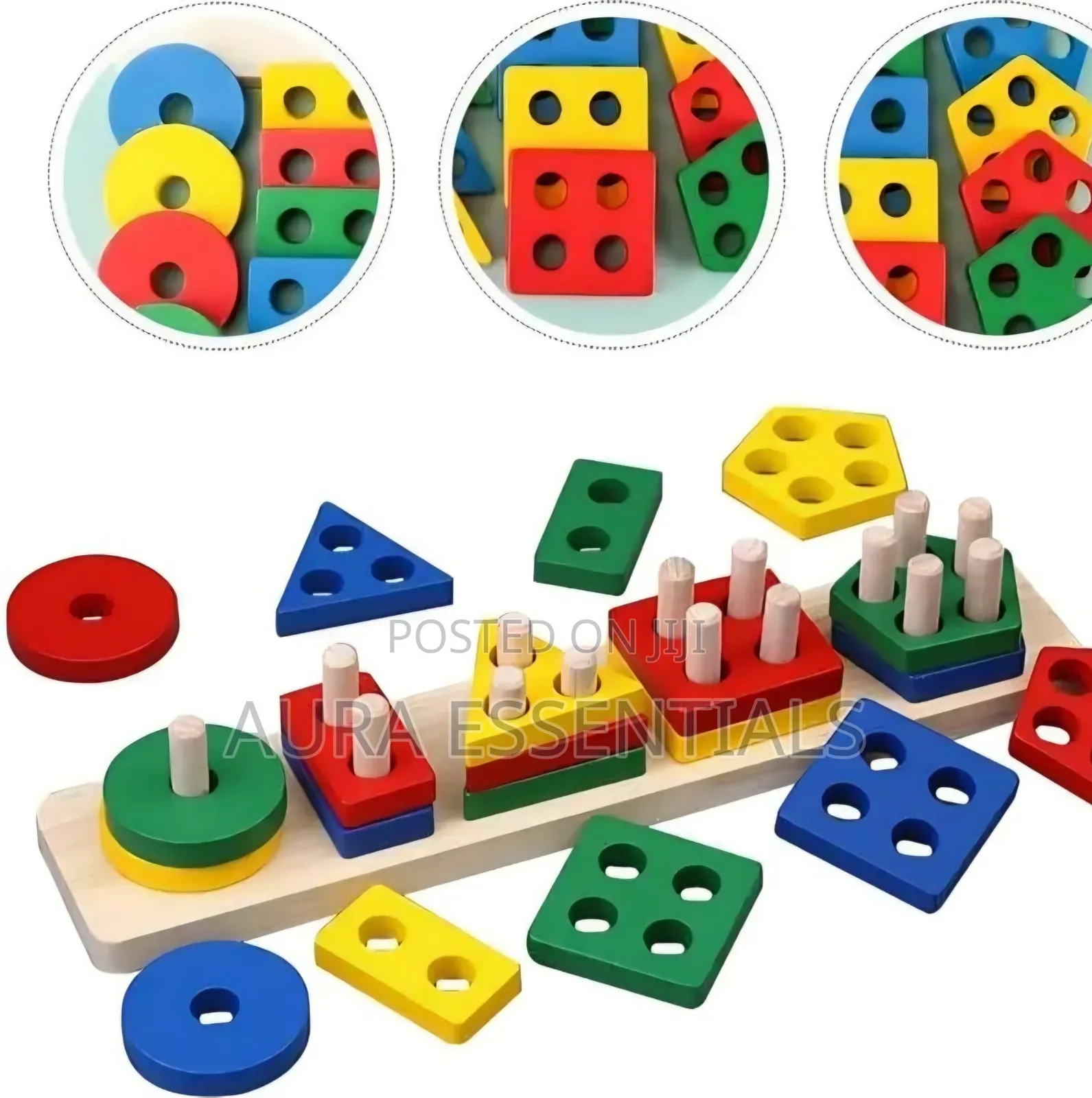 Kids Wooden Shape Sorter and Stacking Toy