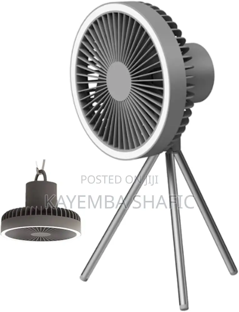 3-in-1 Portable Rechargeable Camping Tripod Fan With Led Light