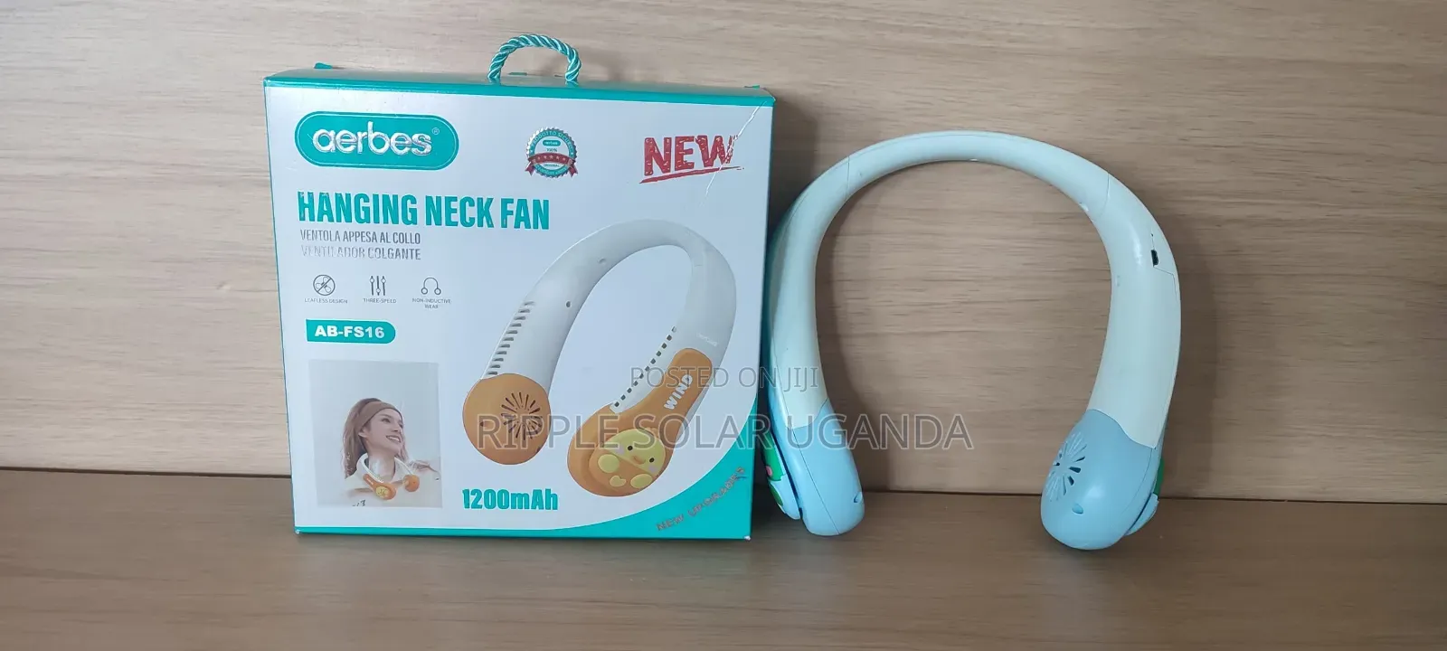 Aerbes Ab-fs16 Rechargeable Hanging Neck Fan 1200mah Wearable Cooler