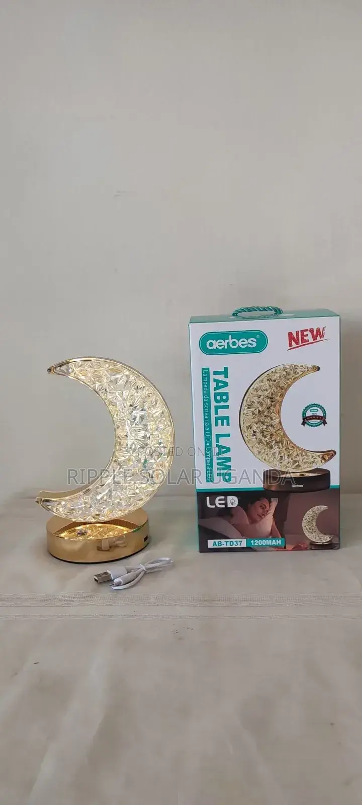 Aerbes Ab-Td37 Led Table Lamp Rechargeable Moon Crystal Night Light