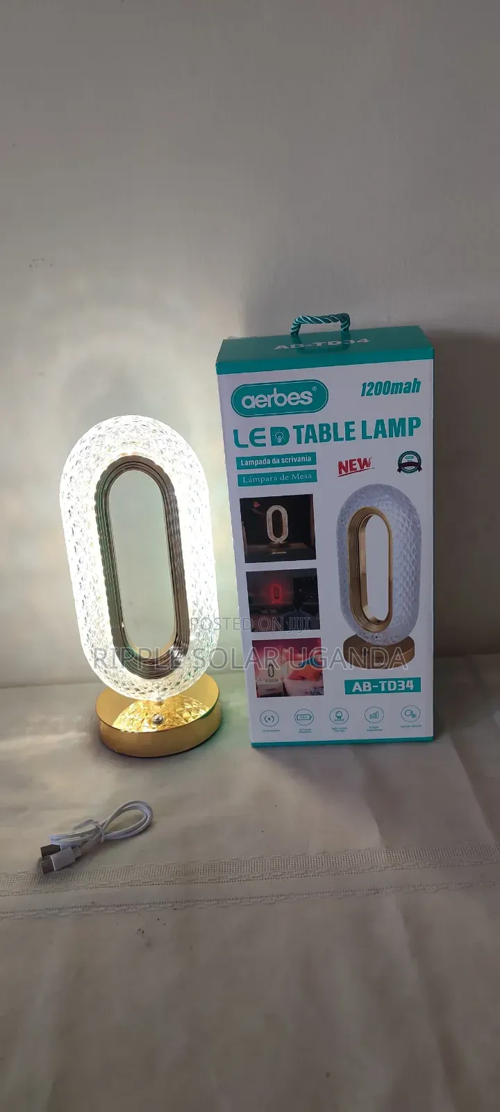 Aerbes Ab-Td34 Led Table Lamp Rechargeable Crystal Ambient Light