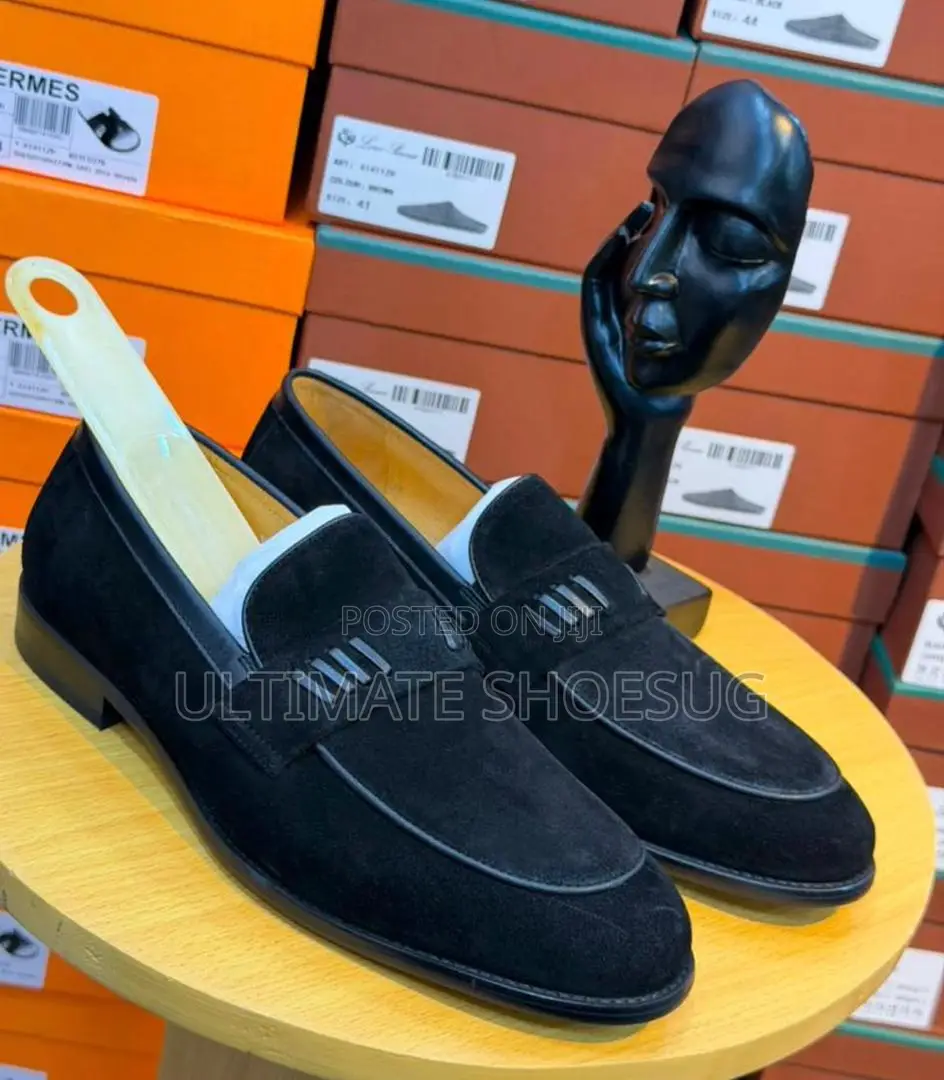 Loro Piana Black Suede Loafers