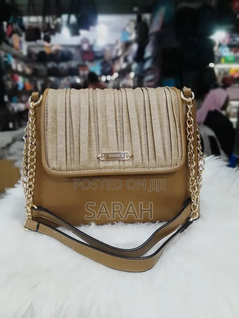 Tan and Gold Pleated Handbags