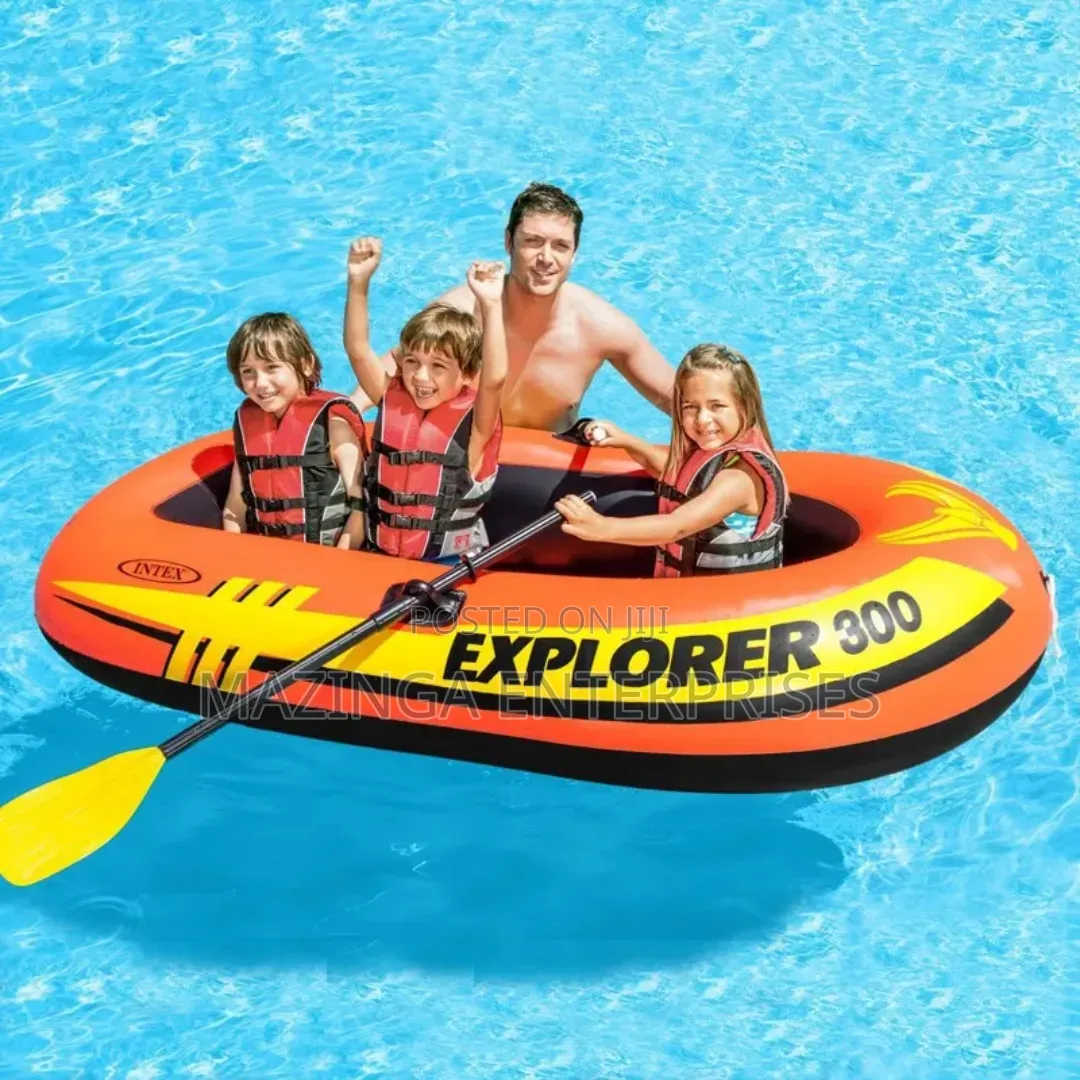 Intex Explorer 300 Compact Inflatable 3 Person Raft Boat W/Pump Oars