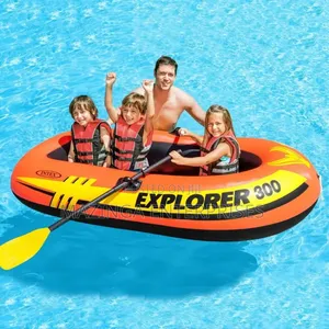 Intex Explorer 300 Compact Inflatable 3 Person Raft Boat W/Pump Oars