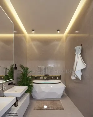 Ceiling Design Gypsum and Lights Bathroom