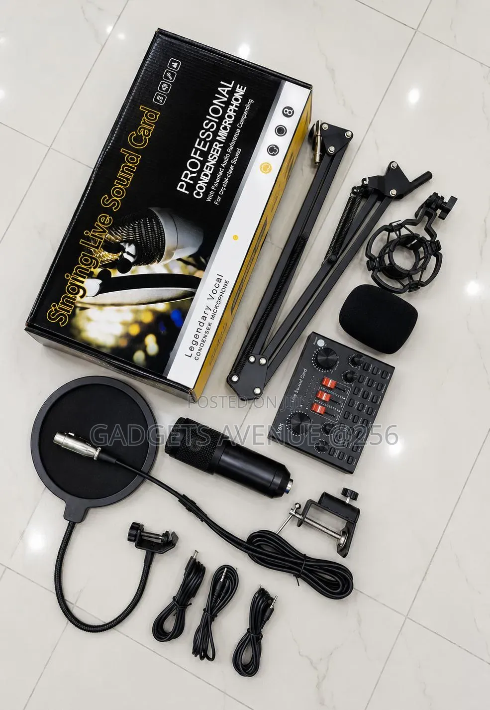 Bm-800 Condenser Microphone Kit a V8 Live Sound Card for Podcasting
