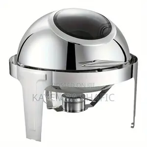 Premium 6.5l Stainless Steel Round Roll Top Chafing Dish (Split Pan)