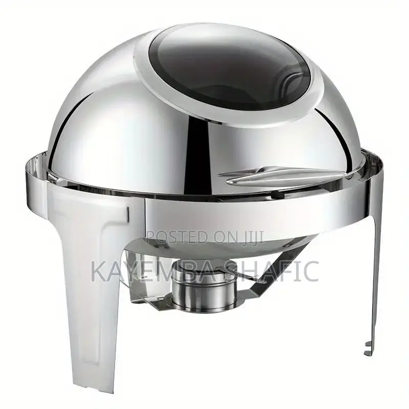Premium 6.5l Stainless Steel Round Roll Top Chafing Dish (Split Pan)