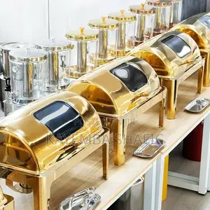 Luxury 9l Gold Stainless Steel Roll-top Chafing Dish