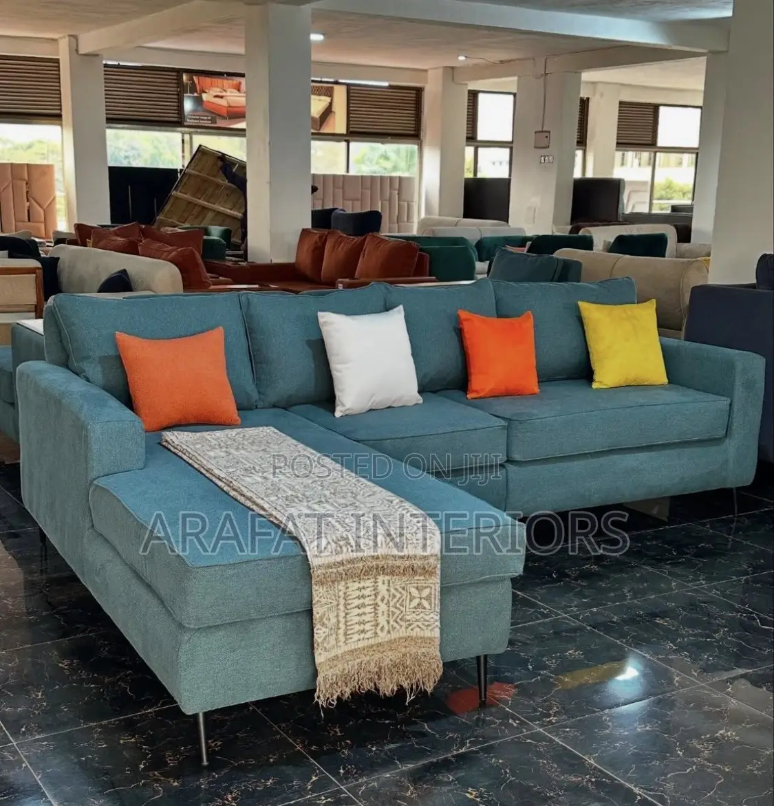 Traditional Contemporary Blue Fabric Living Room Collection
