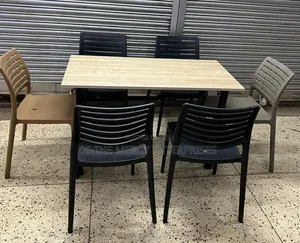 Rectangula Table Metal Legs and Chairs