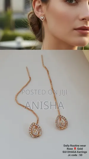 Elegant Rose Gold Sui Dhaga Earrings Jhumka Earrings
