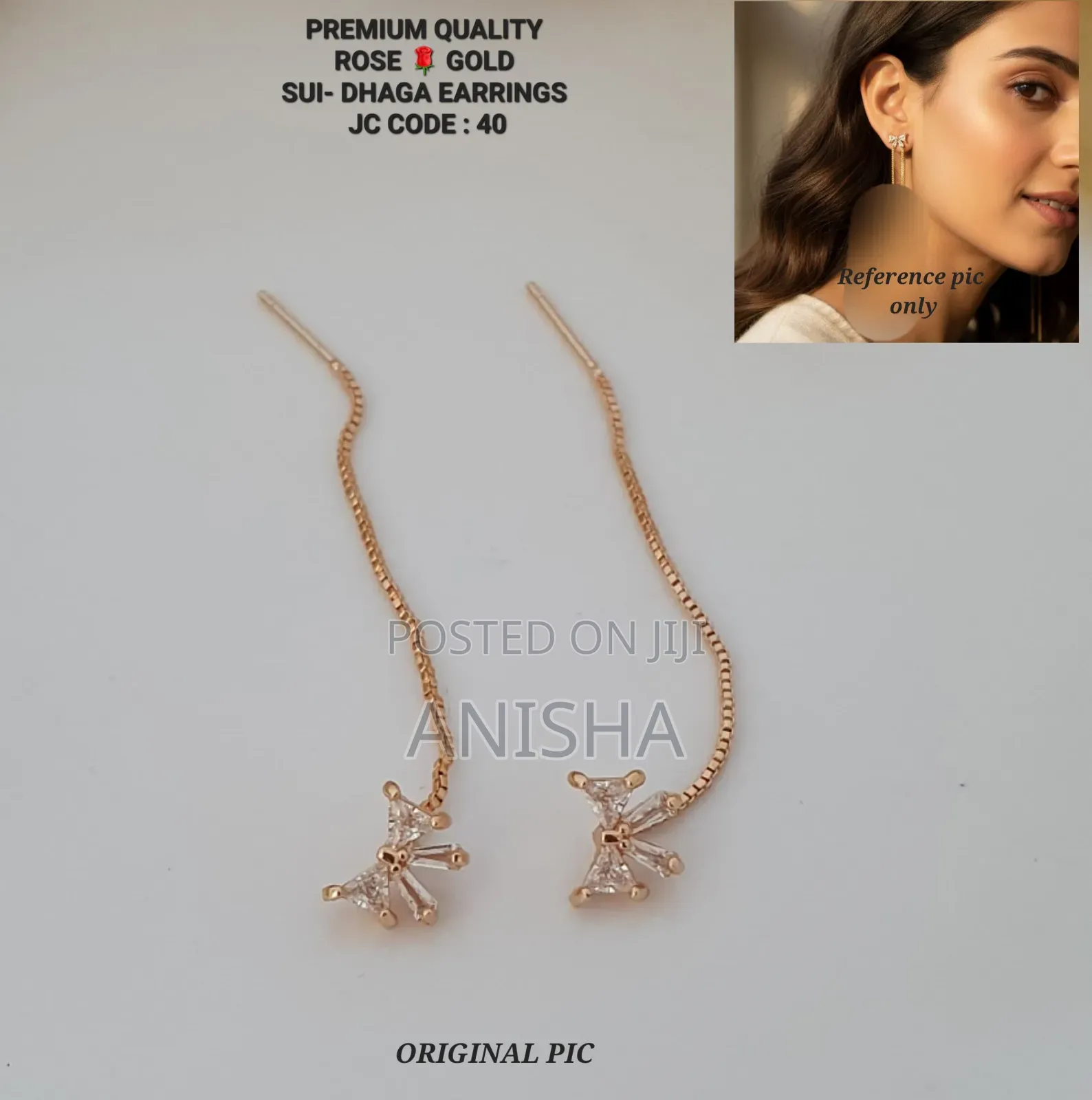 Elegant Rose Gold Sui Dhaga Earrings Jhumka Earrings