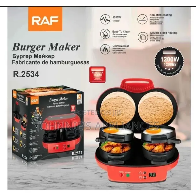 Raff Double Burger Maker Machine 1200w