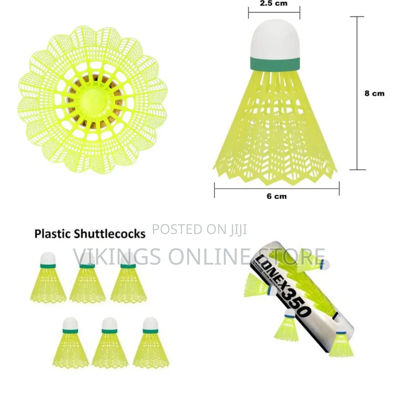 Set of 6 Lonex 350 Badminton Nylon Shuttlecock Table Fiber Ball Head