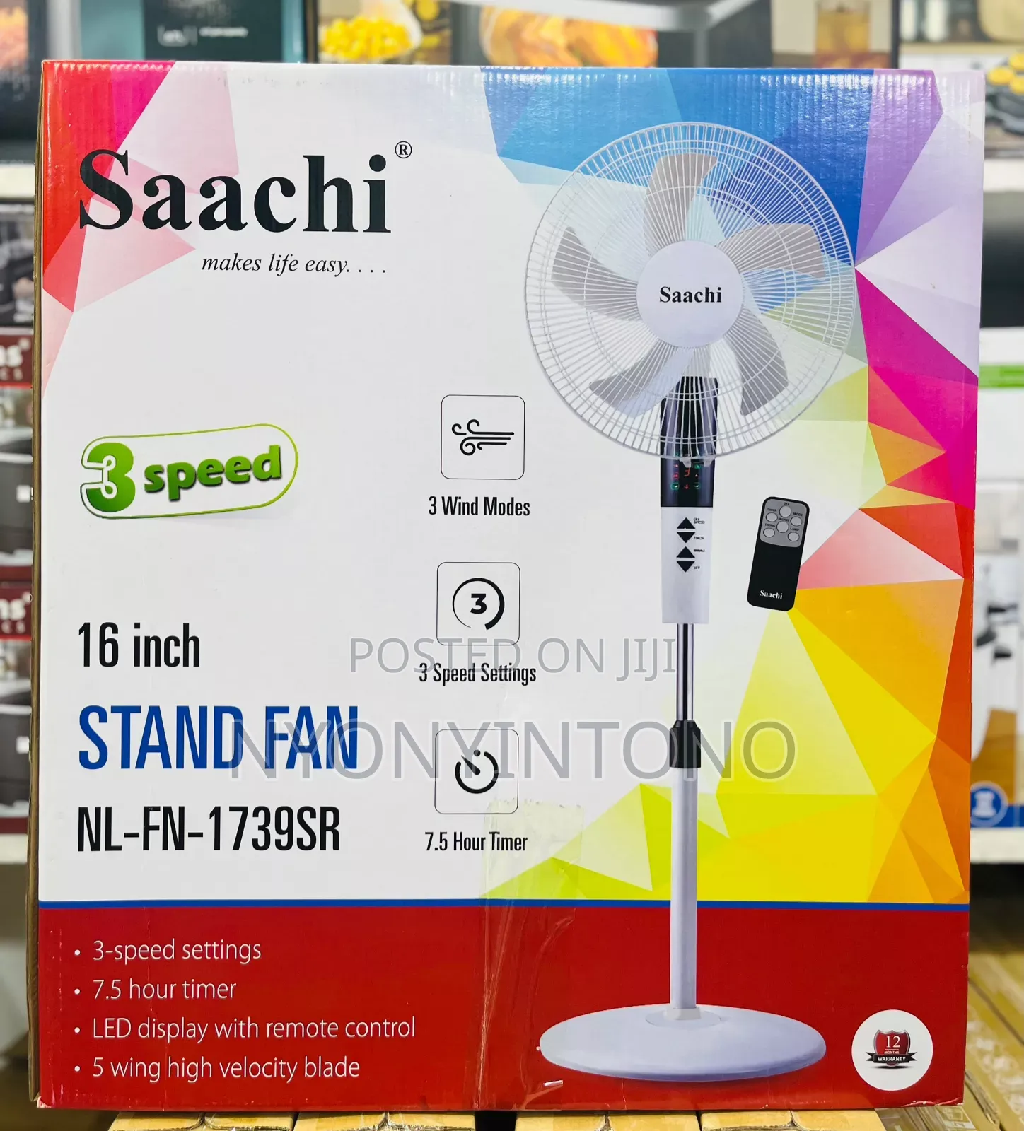 Saachi Super Strong and Silent Stand Fan With Remote