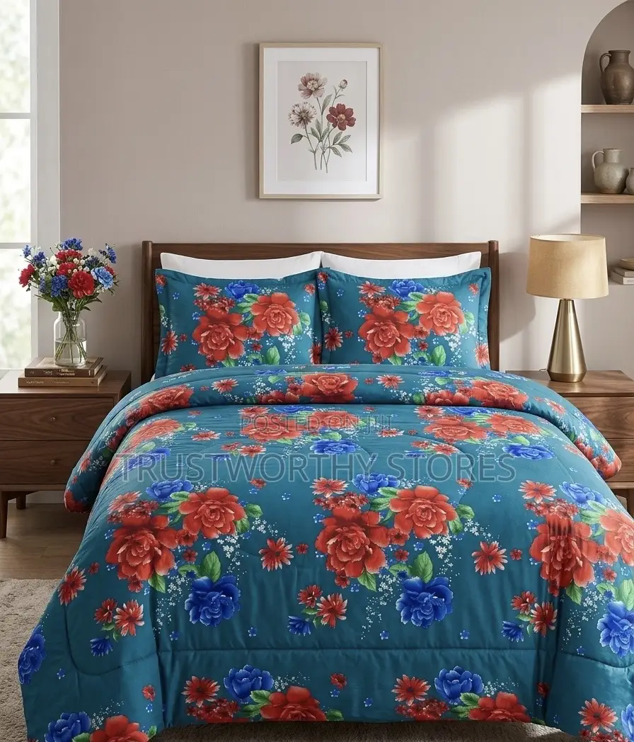 Floral Duvet 4piece Packed With 2 Pillowcases and 1 Bedsheet