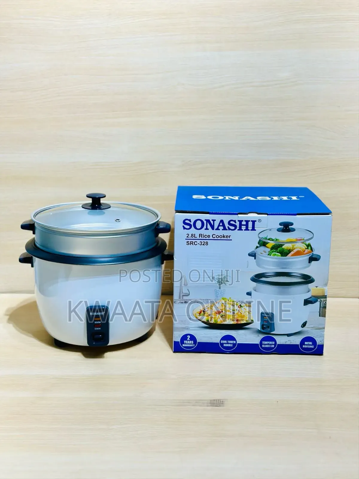 2.8l Rice Cooker With Steamer Sonashi SRC-328 Tempered Glass Non-Stick