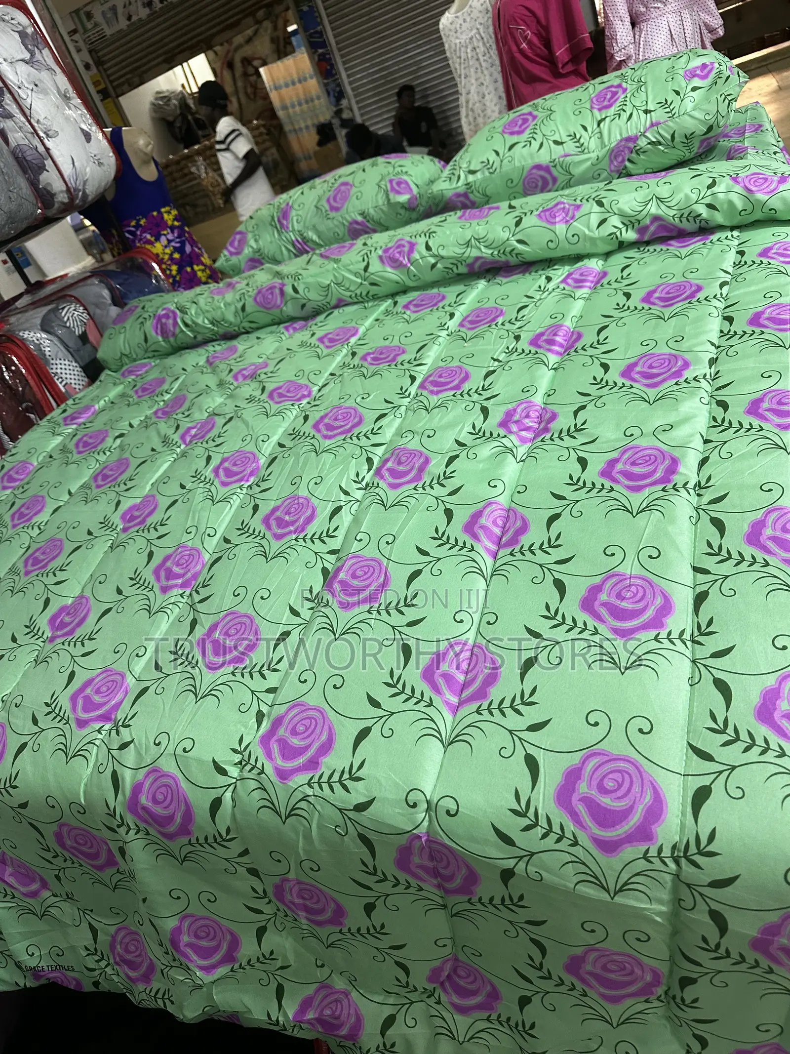 Green With Purple Bedcover (4pc)