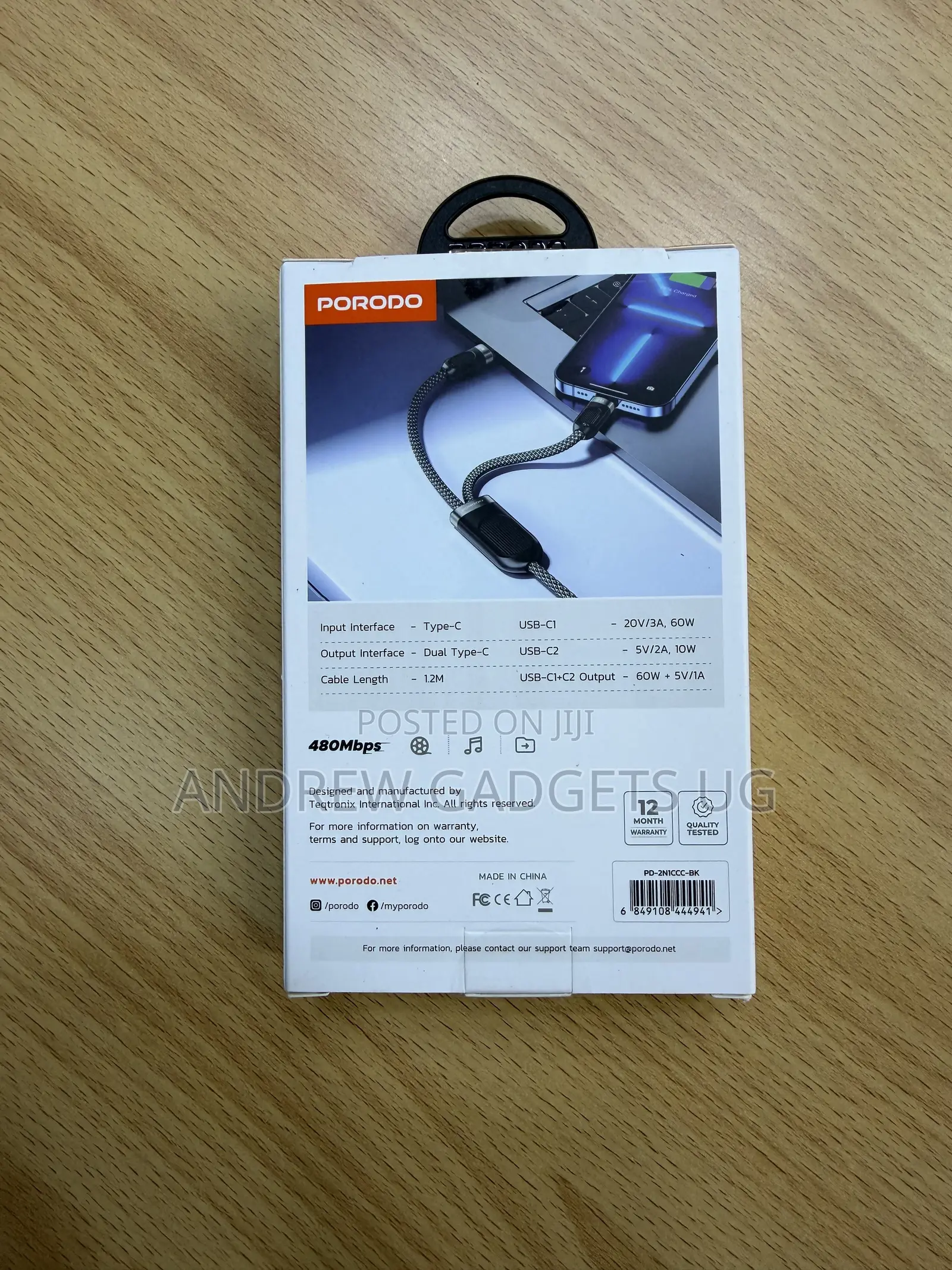 Porodo Dual Type-C Fast Charging Cable
