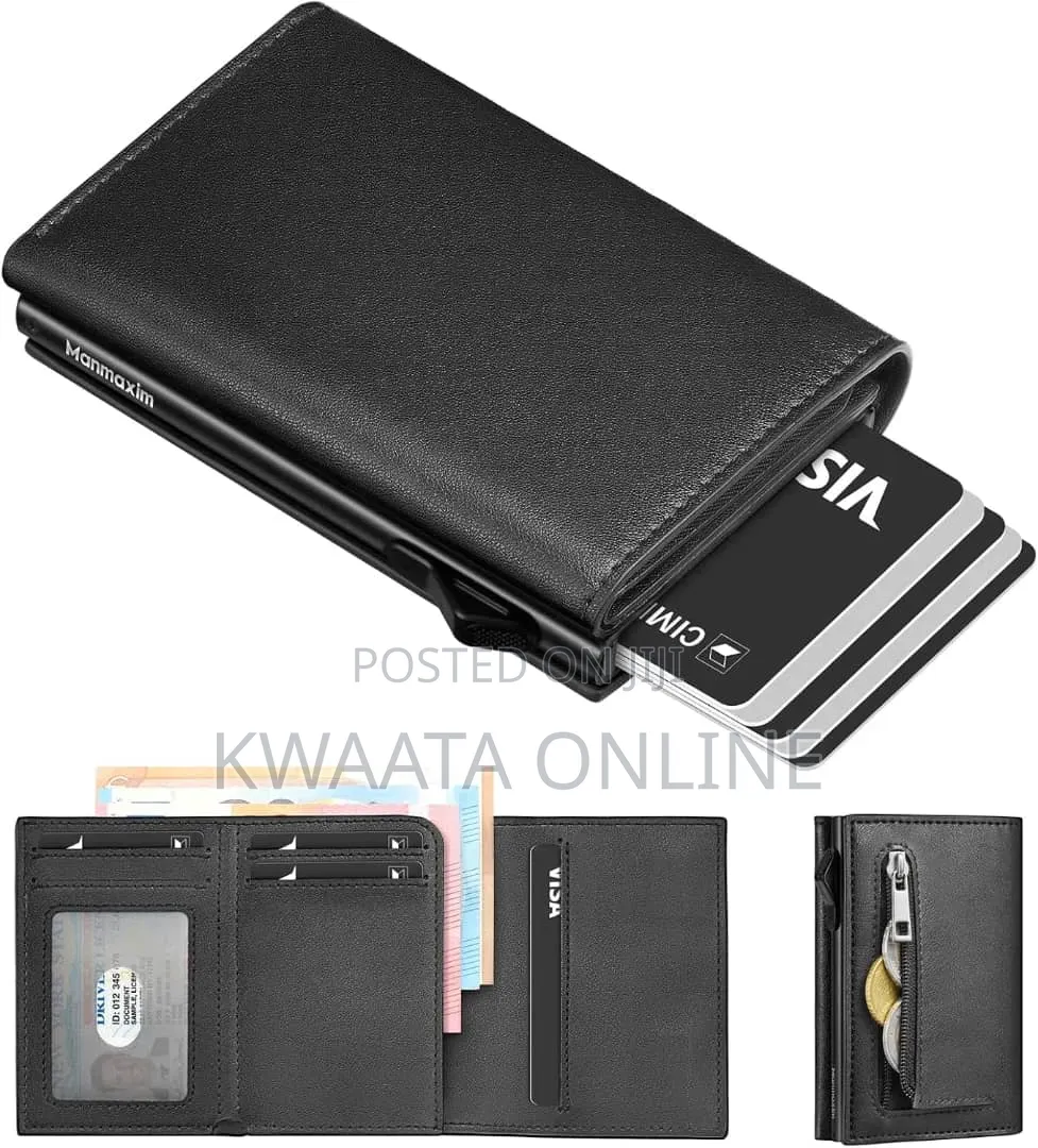 Mens Wallet, Slim Pop Up Card Holder Smart Card Cases With Coin Pocket