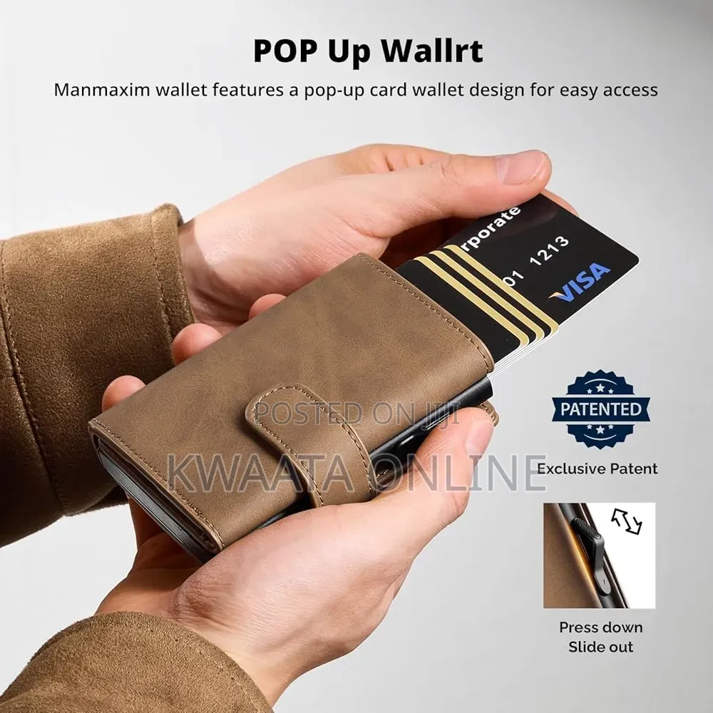 Mens Wallet, Slim Pop Up Card Holder Smart Card Cases With Coin Pocket