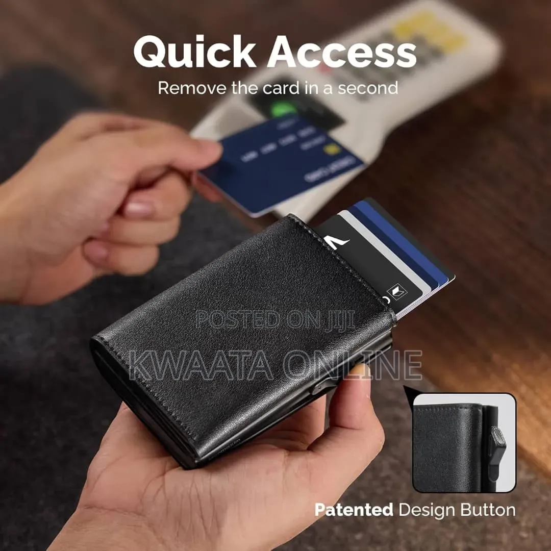 Mens Wallet, Slim Pop Up Card Holder Smart Card Cases With Coin Pocket