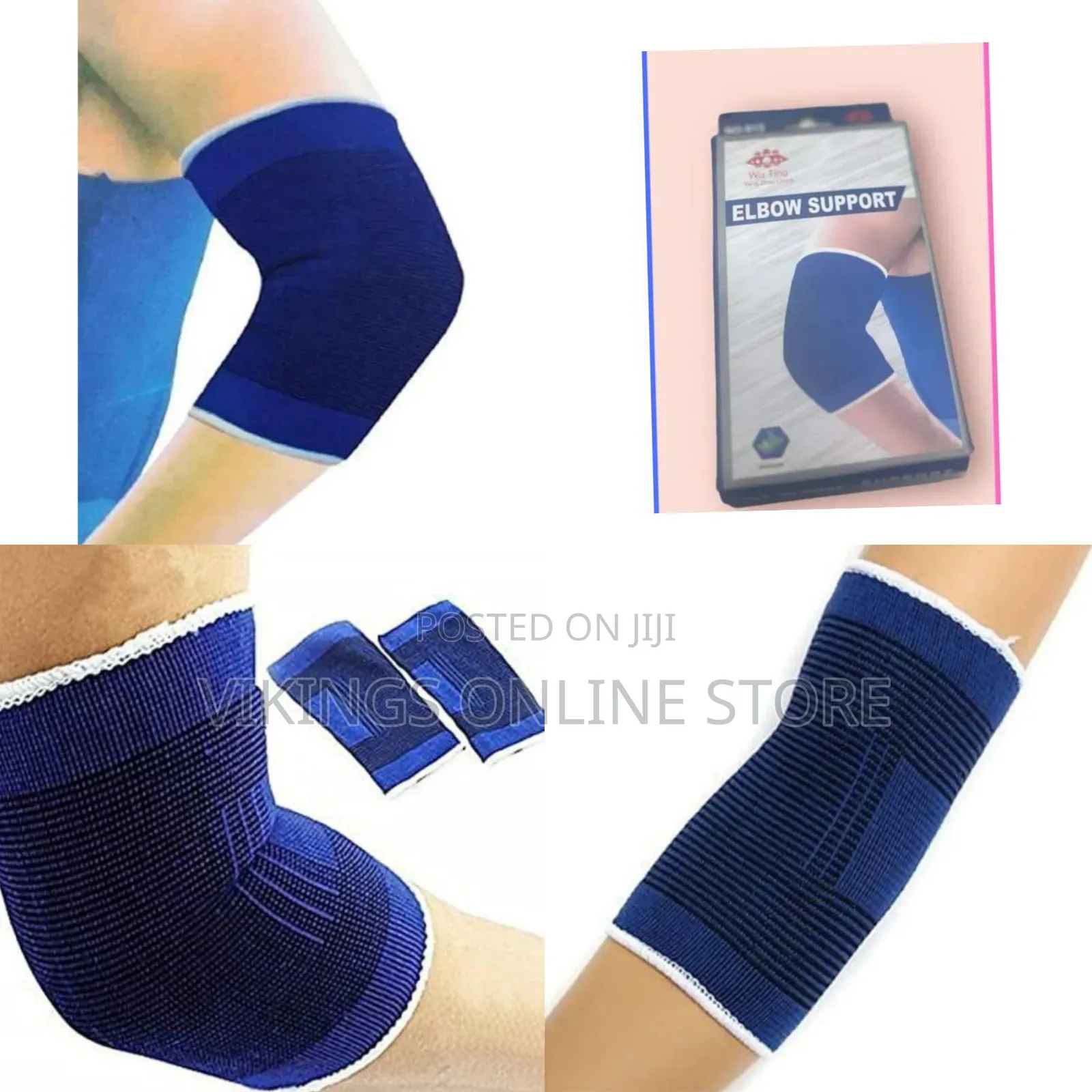 2 X Blue Elasticated Elbow Supports for Injury Prevention and Recovery